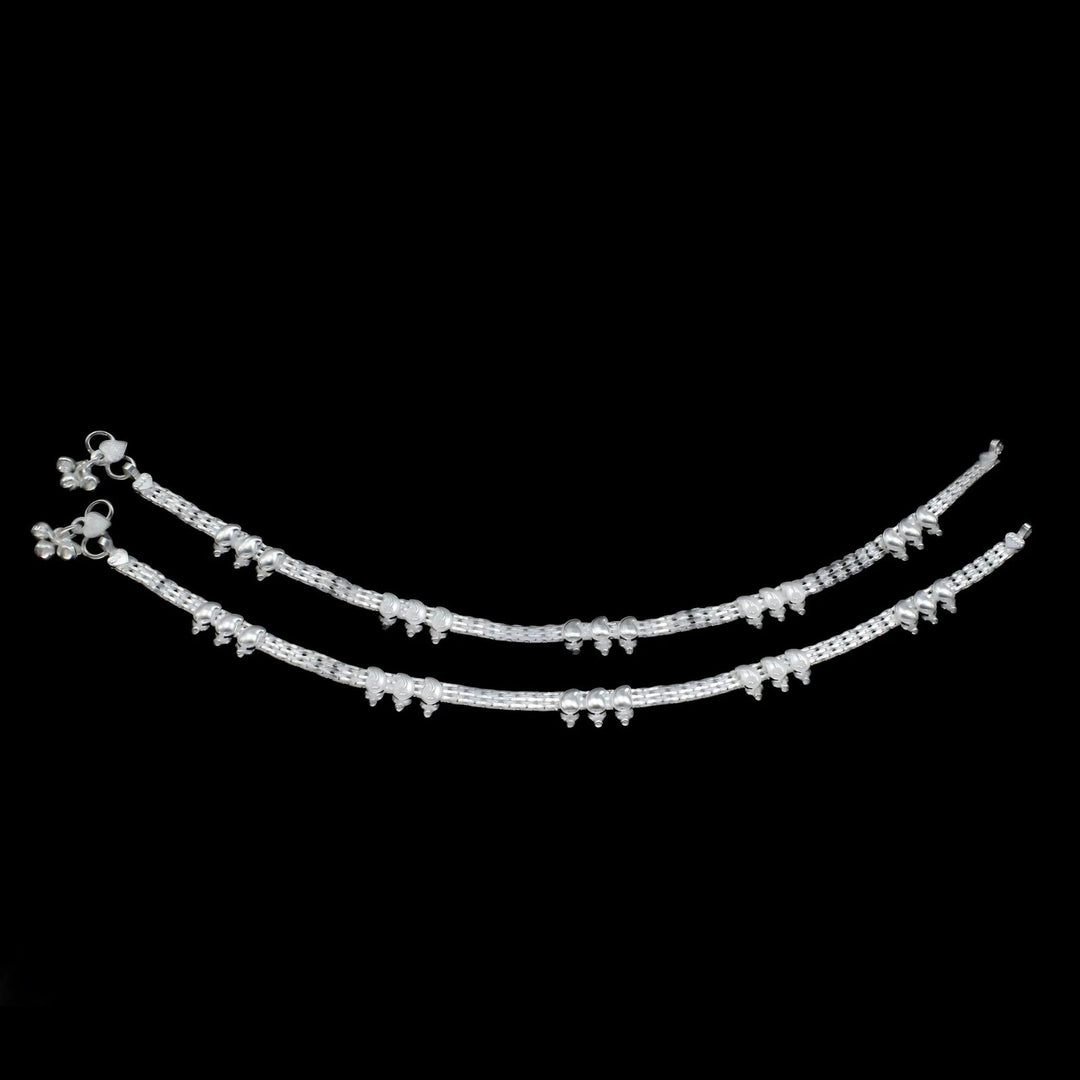 Real Sterling Silver Indian Anklet Ankle Bracelet 10.3"