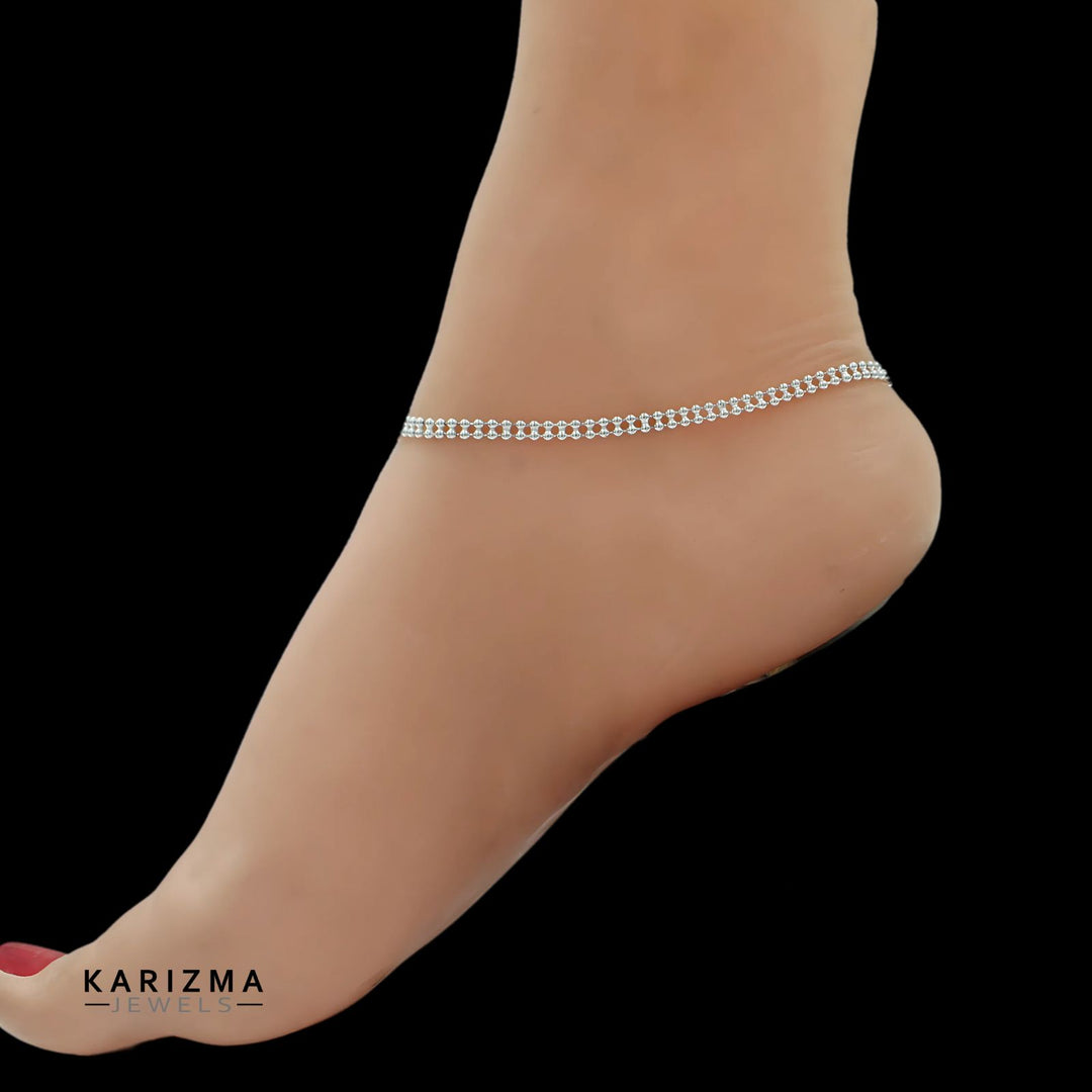 925 Sterling Silver girlish gifting party wear Anklets Ankle Bracelet 10.2"