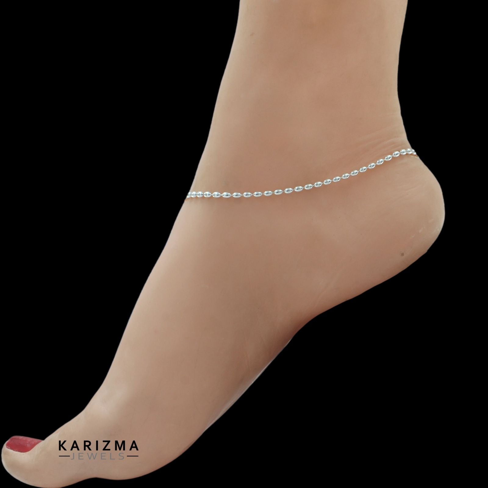 Silver Ankle Bracelets Indian Silver Anklets for Worldwide Shipping Karizma Jewels