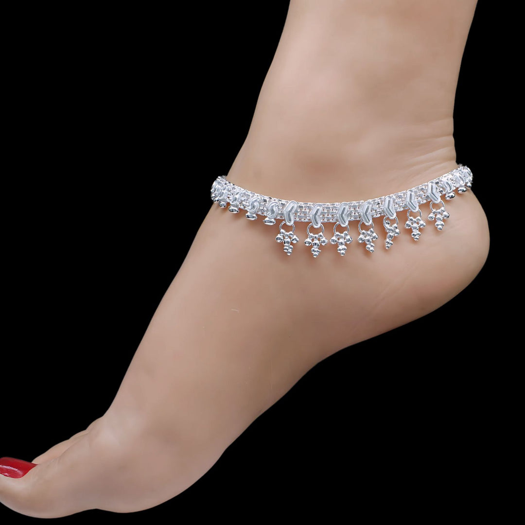 Beach wear Indian Real Sterling Silver women jewelery Anklets Ankle Pair 10"