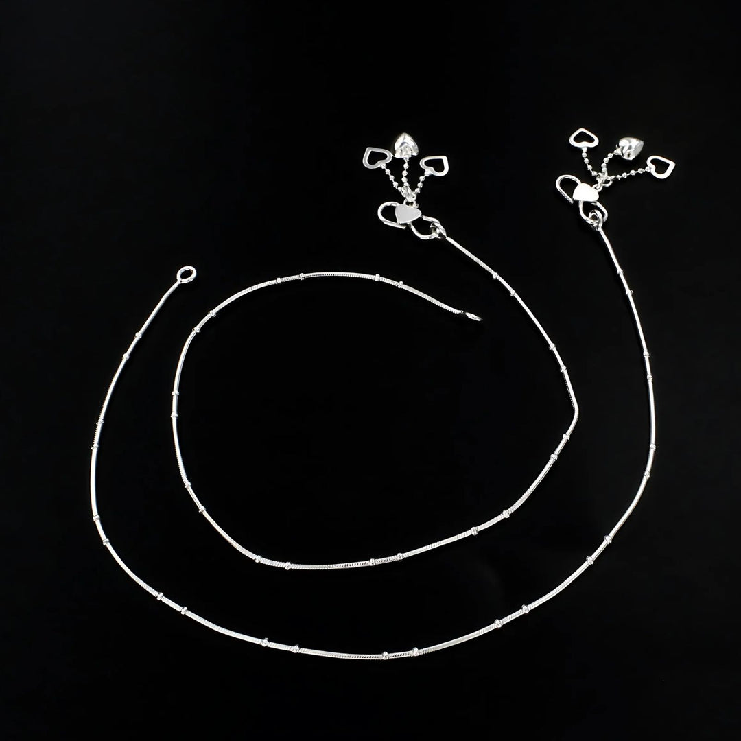 925 Sterling Silver girlish amazing Chain Anklet Pair 10.3"