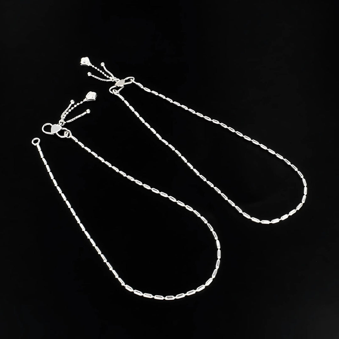 Girlish 925 Sterling Silver capsule style Chain Anklet Pair 10"