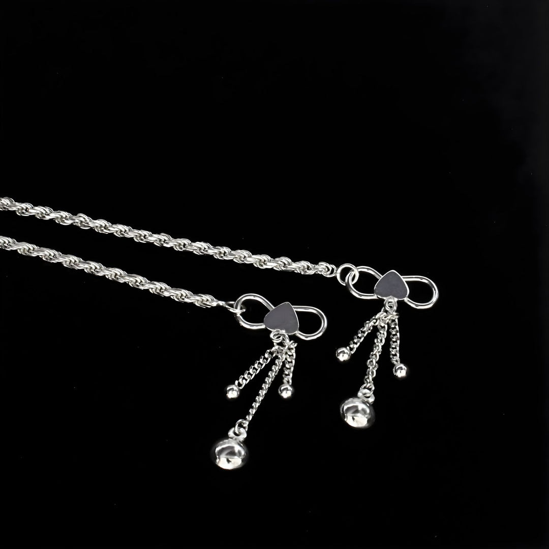 Daily wear 925 Sterling Silver women snake chain Anklet Pair 10.3"