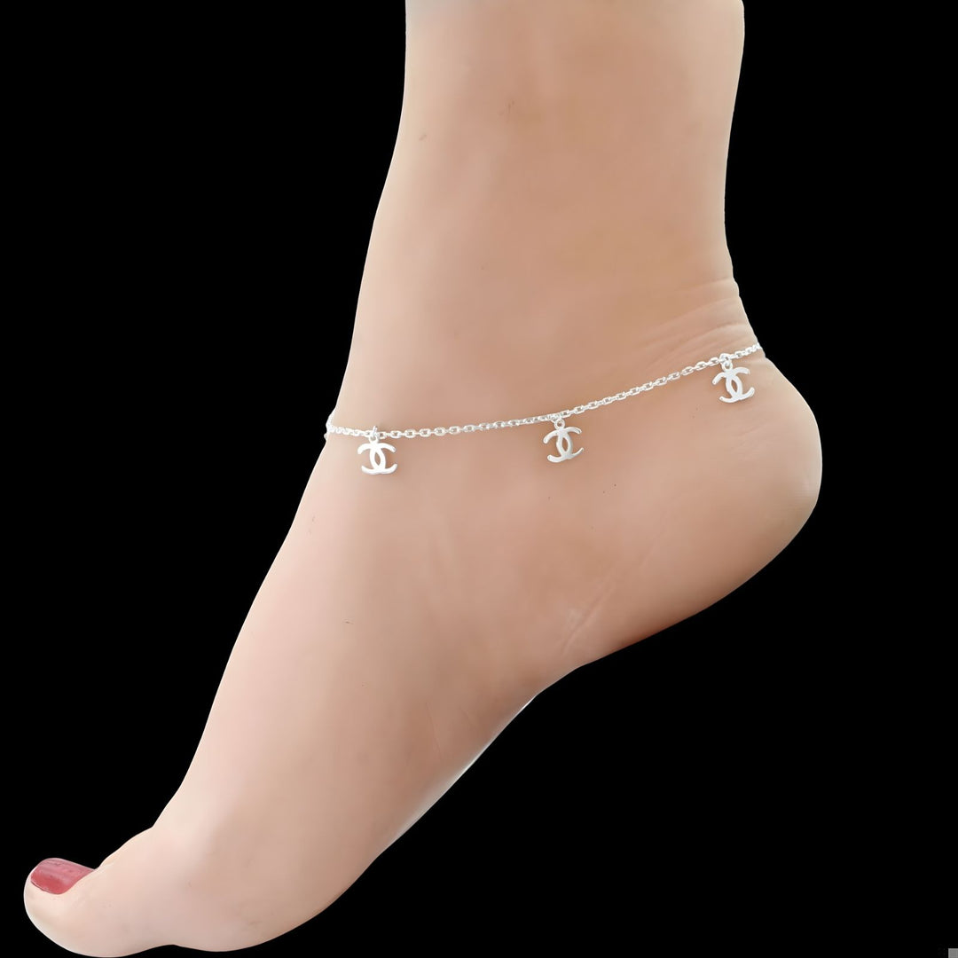 Beach wear Exclusive charm 925 Sterling Silver girlish Chain Anklet Pair 10.4"