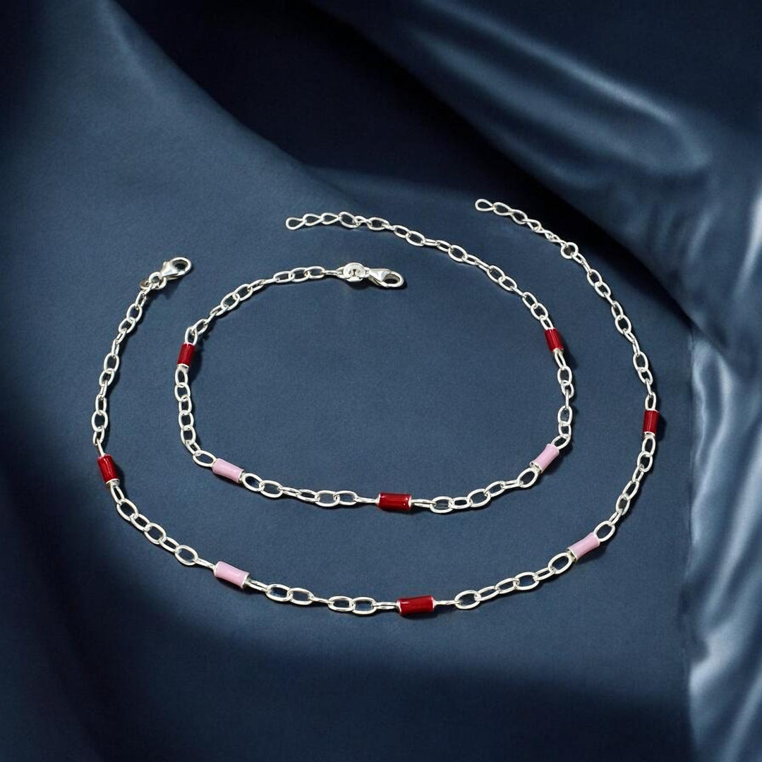 Dainty Beach Wear 925 Sterling Silver Chain Anklet Pair 10.5"