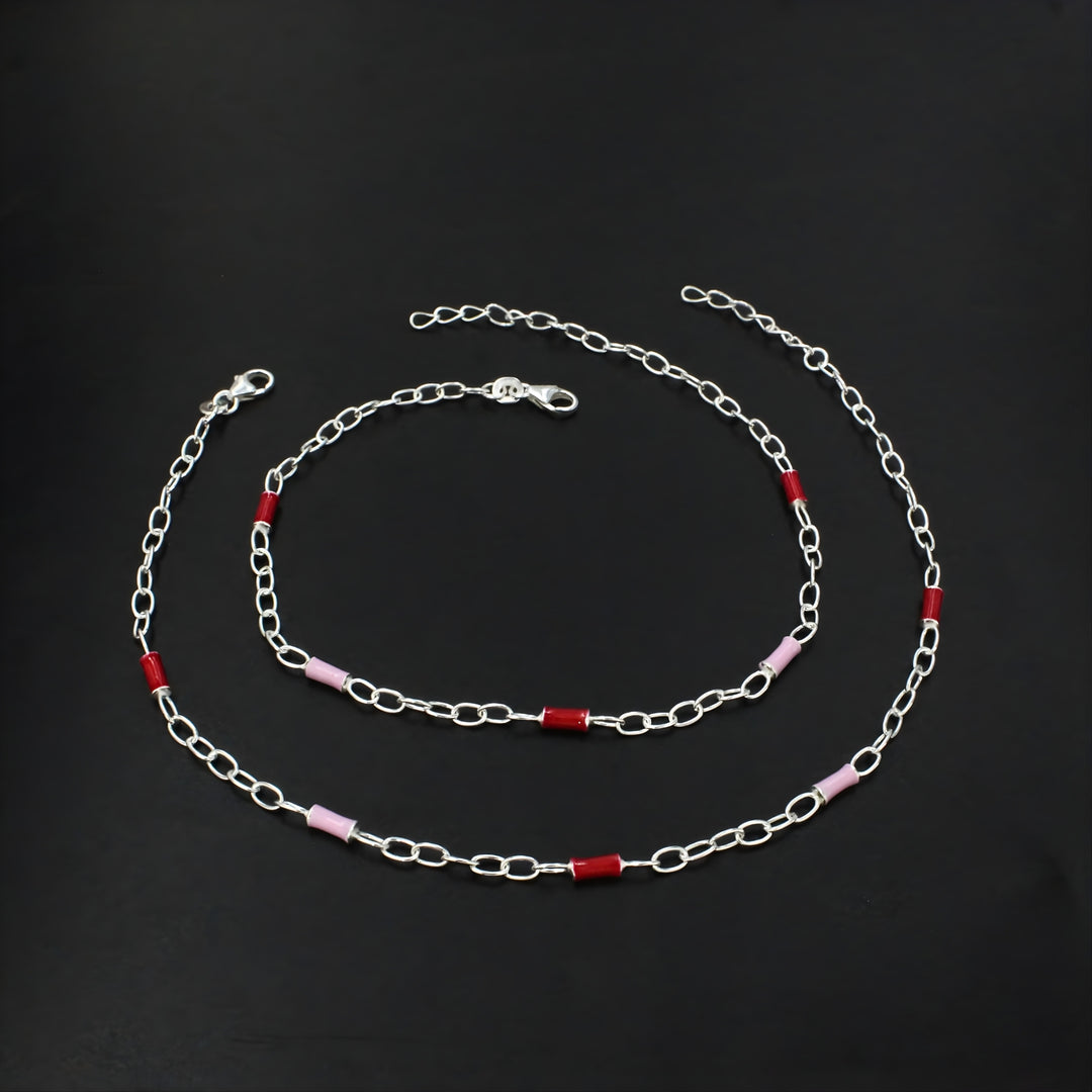 Dainty Beach Wear 925 Sterling Silver Chain Anklet Pair 10.5"