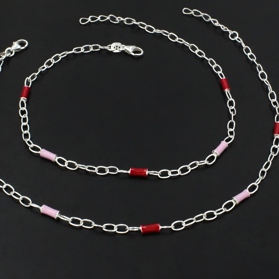 Dainty Beach Wear 925 Sterling Silver Chain Anklet Pair 10.5"