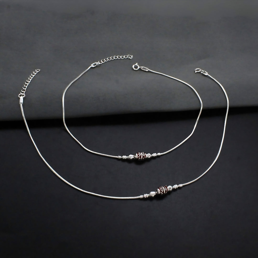 Daily Wear Real Sterling Snake-Style Silver Chain Anklet 10.3 in