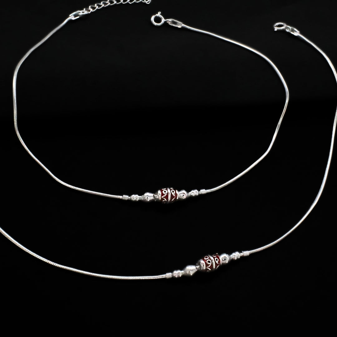 Daily Wear Real Sterling Snake-Style Silver Chain Anklet 10.3 in