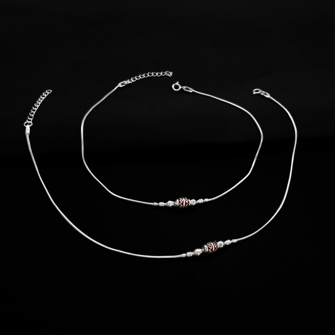 Daily Wear Real Sterling Snake-Style Silver Chain Anklet 10.3 in