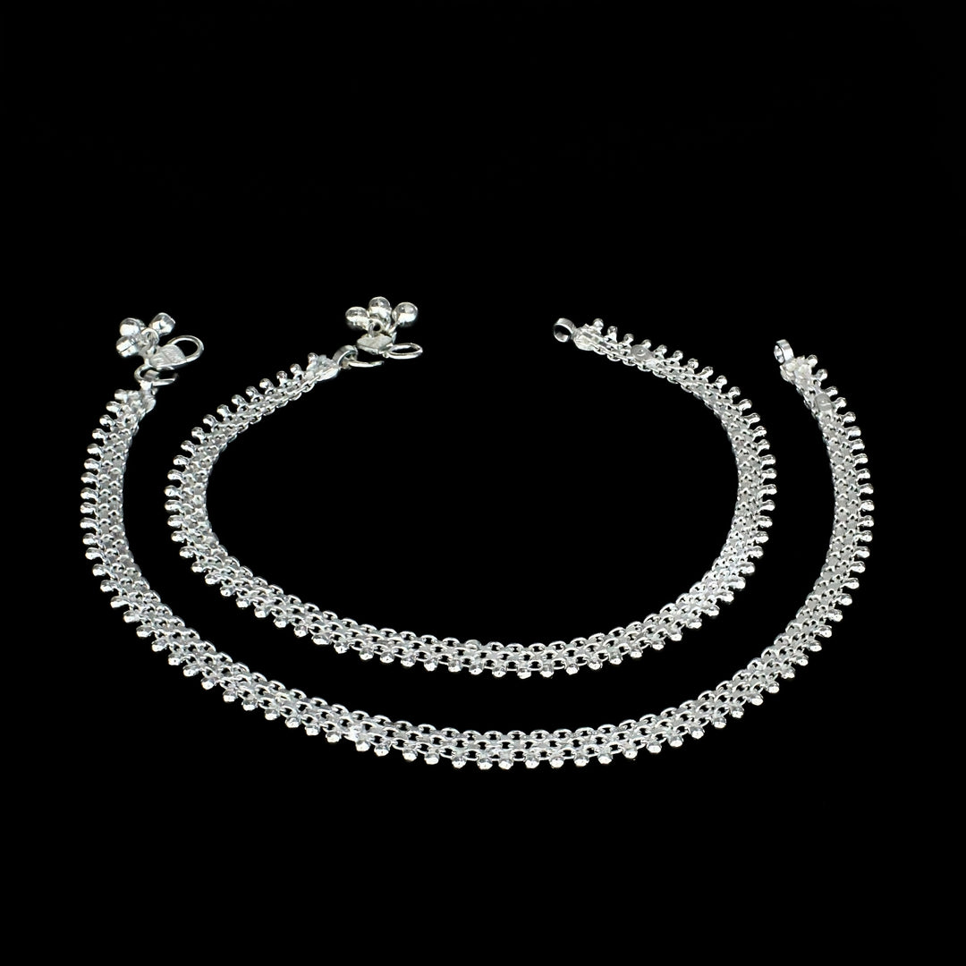Elegant Daily Wear Real Silver Anklet for Women Pair 10.3"