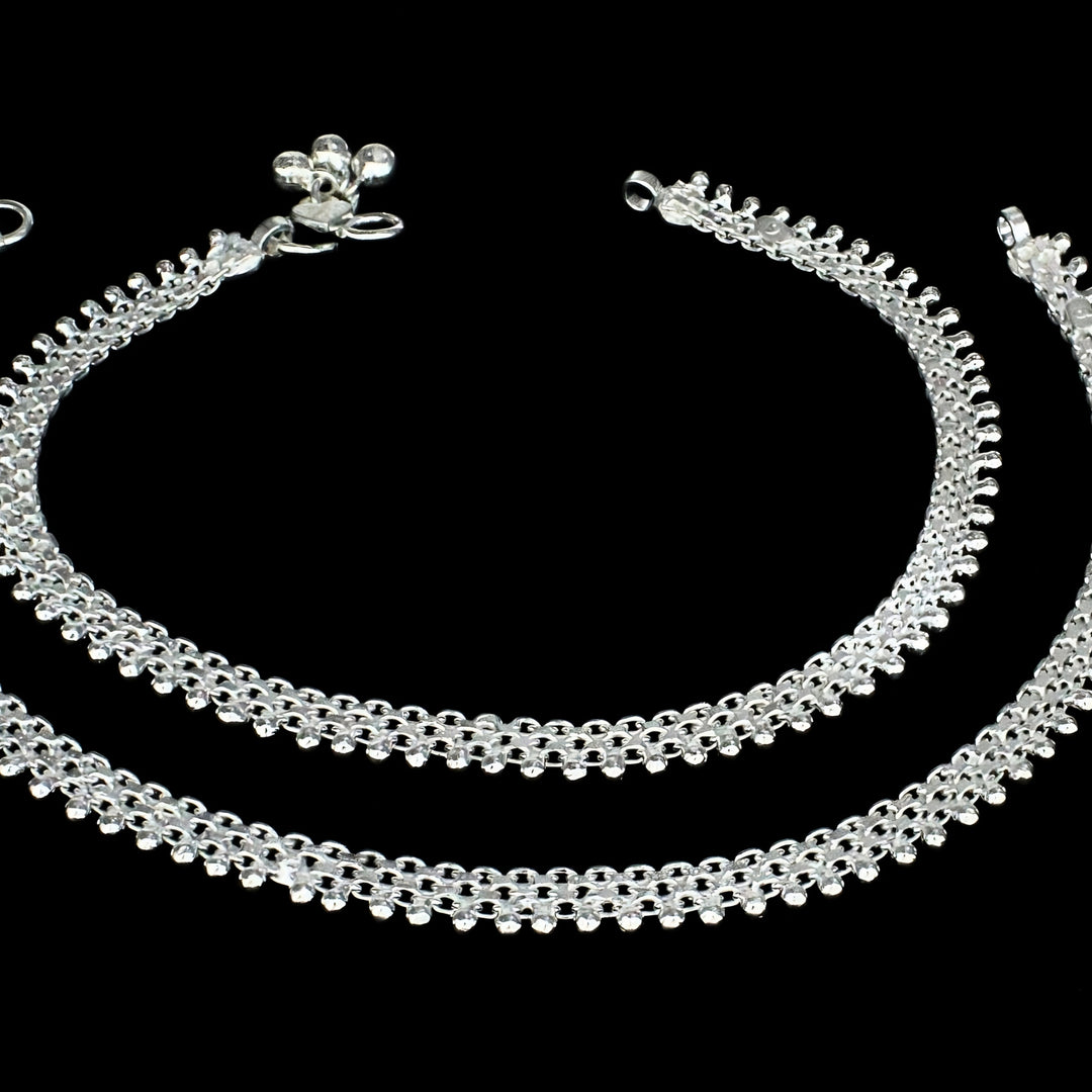 Elegant Daily Wear Real Silver Anklet for Women Pair 10.3"