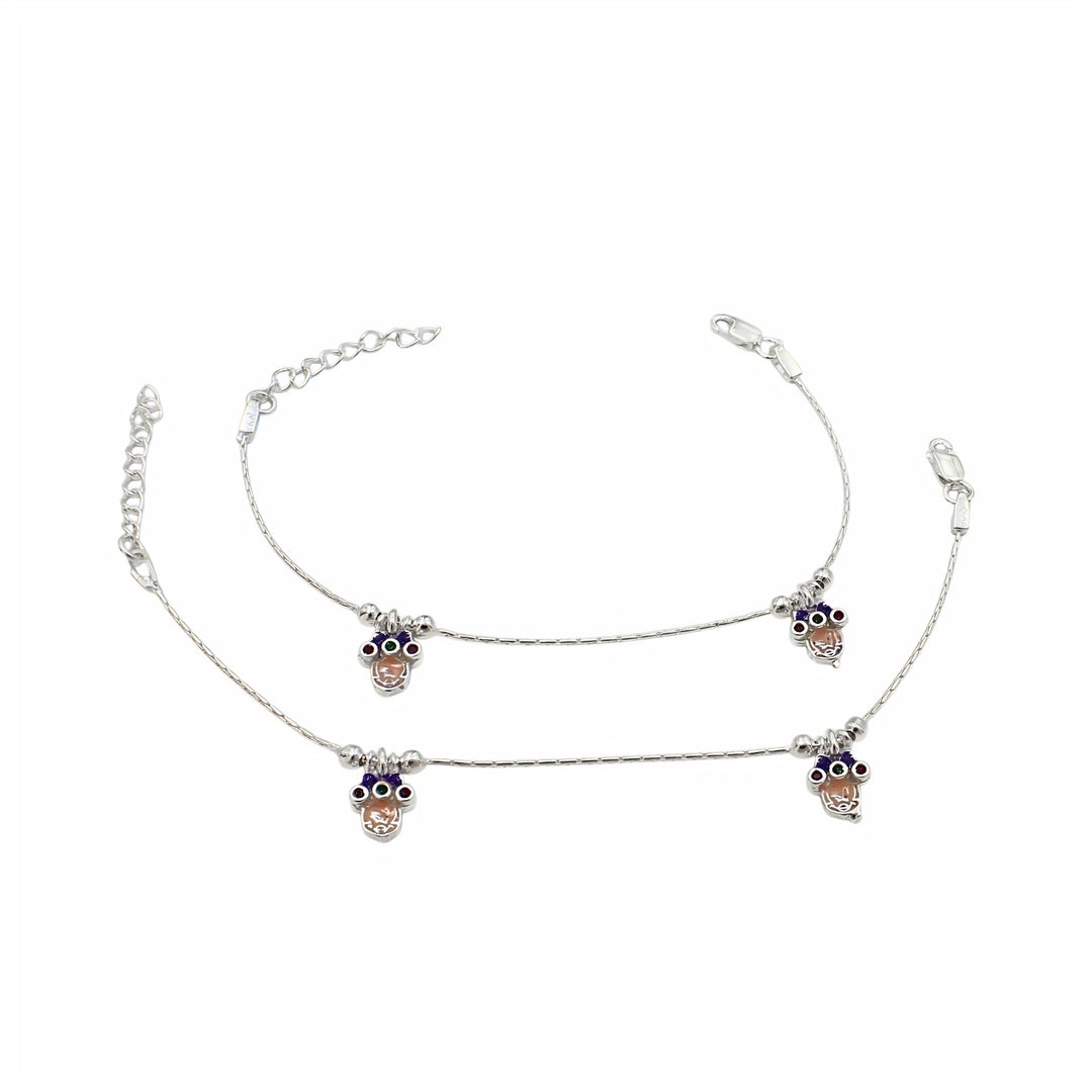 Real Silver dangle charm Chain Adjustable Kids Anklet