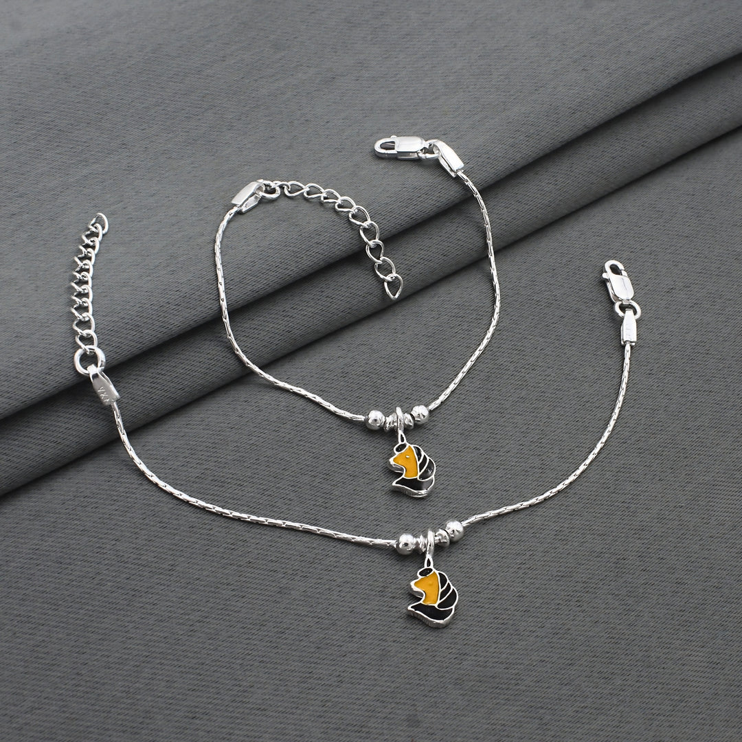 Real Silver Unicorn Chram Adjustable Kids Anklet for New Born Baby
