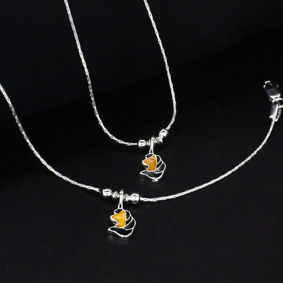 Real Silver Unicorn Chram Adjustable Kids Anklet for New Born Baby