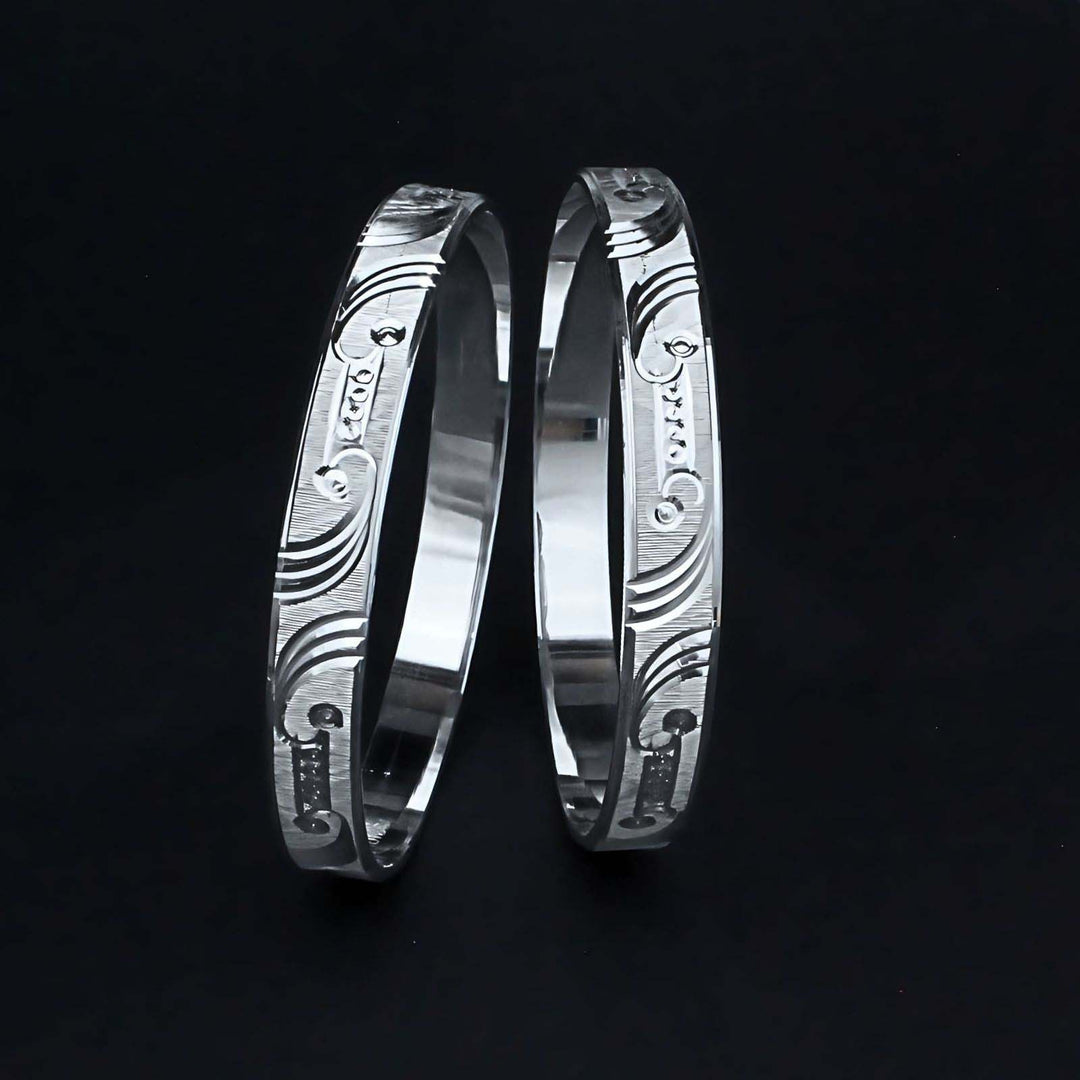 990 Real Silver Women Cultural design Bangles Bracelet (Kangan)- Pair