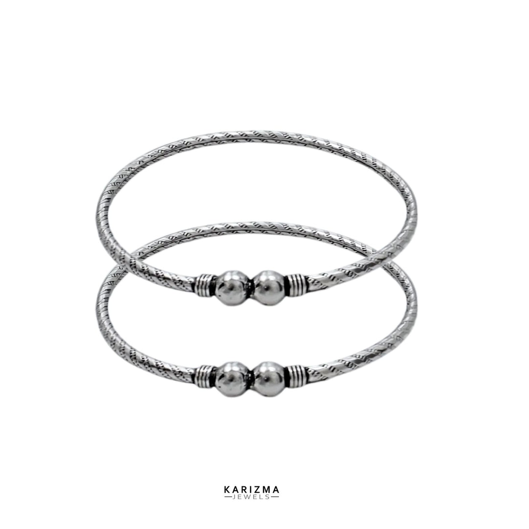 Pair of Oxidized Silver Bangle bracelets 