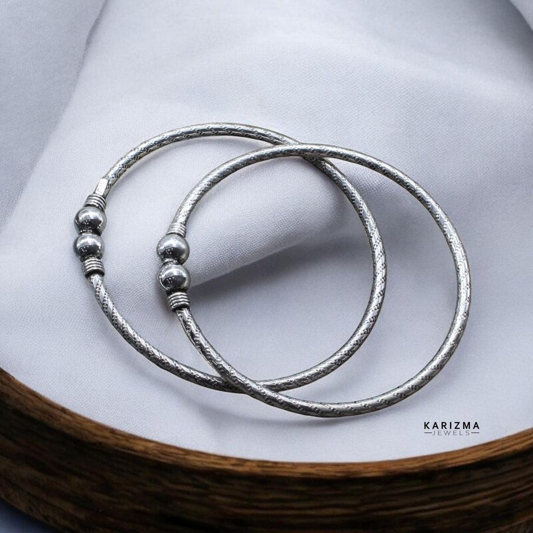 Handmade Oxidized Silver Bangles for Men's 