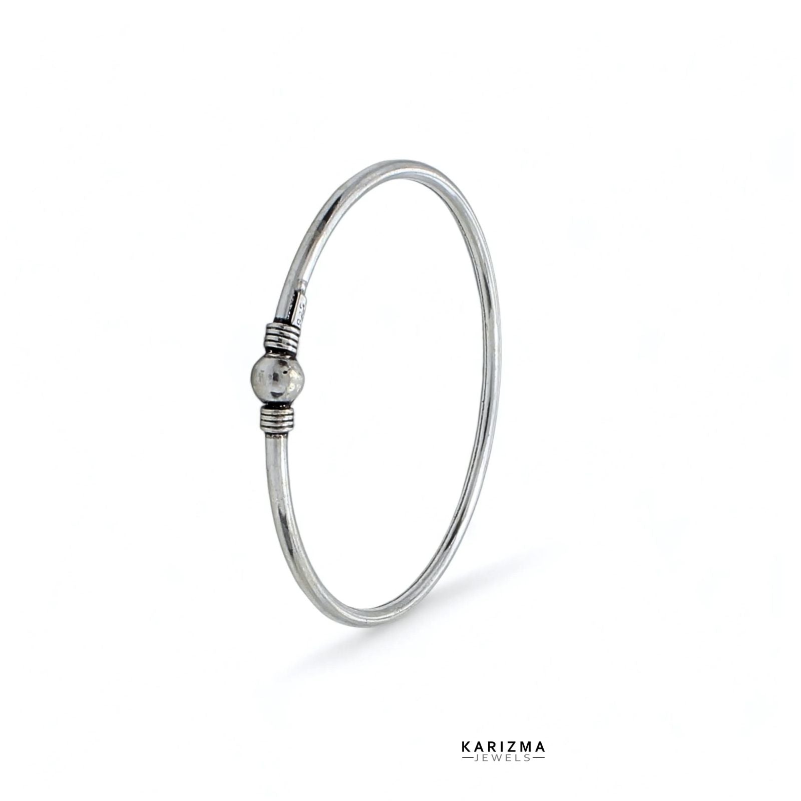 Hollow Real Silver Oxidized Women Openable Single Bangle Bracelet