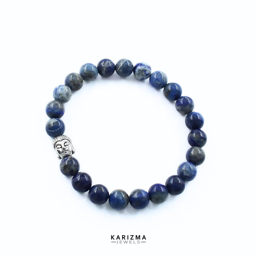 Natural Lapis stones With Buddha Face Reiki Healing Meditation and Protections Crysta Beads Wrist Bracelet