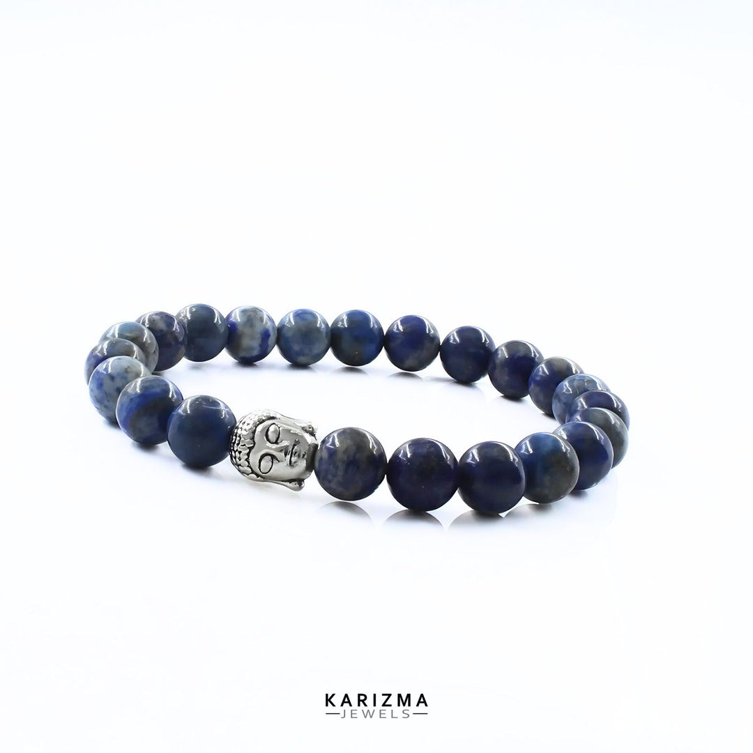 Natural Lapis stones With Buddha Face Reiki Healing Meditation and Protections Crysta Beads Wrist Bracelet