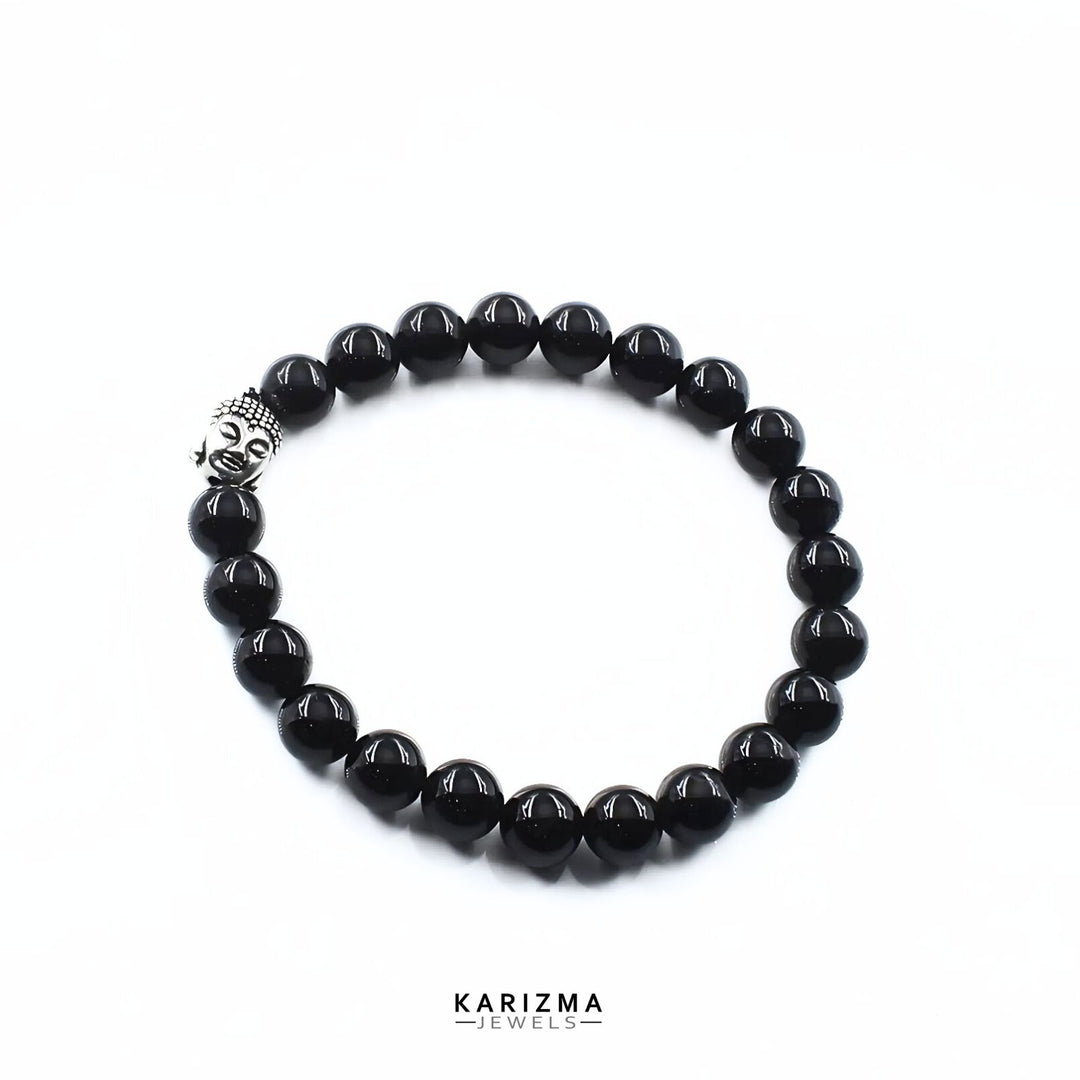 Natural Black Tourmaline Stones Reiki Healing Buddha face Bracelet for Men and Women