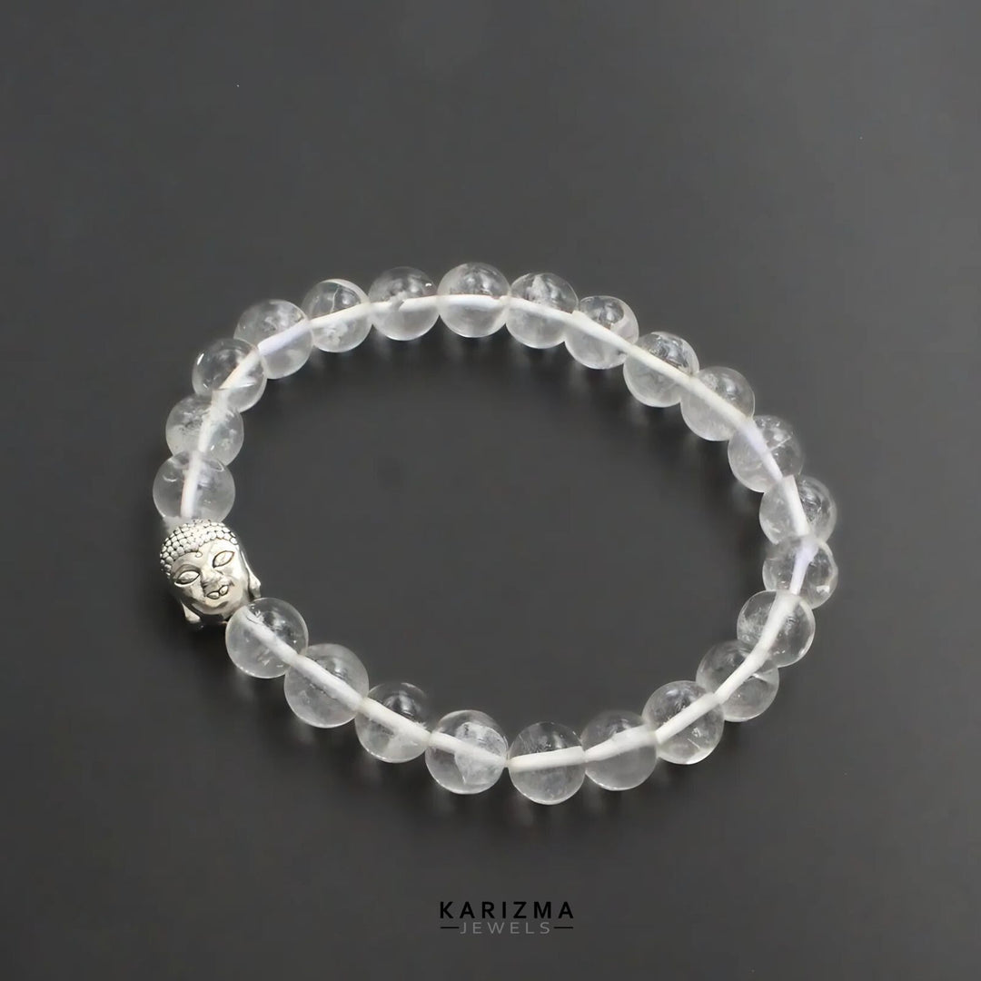 Clear Crystal Quartz Reiki Crystal Products with Buddha Head stones Bracelet for Men and Women