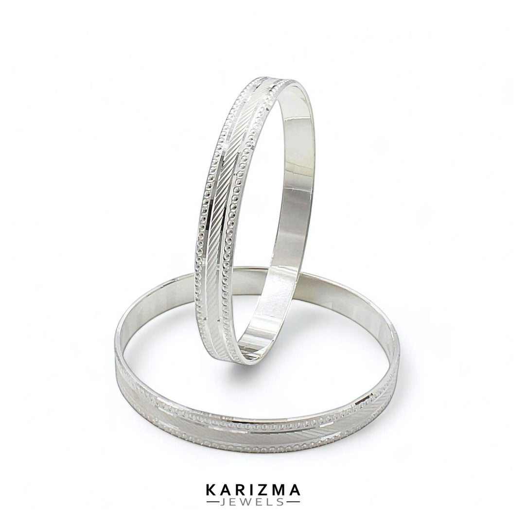 990 Real Sterling Silver Women stylish party wear Bangles Bracelet (Kangan) Pair - 6.2 CM