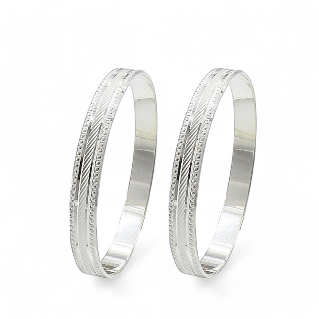 990 Real Sterling Silver Women stylish party wear Bangles Bracelet (Kangan) Pair - 6.2 CM