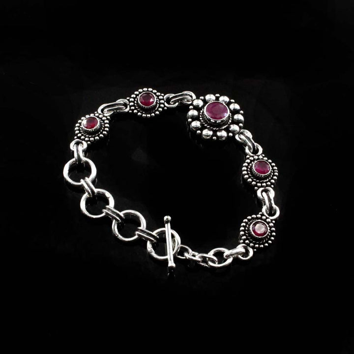 Latest Stylish Real  Sterling Silver Cut Stone Oxidized Bracelet Gift For Girls Women