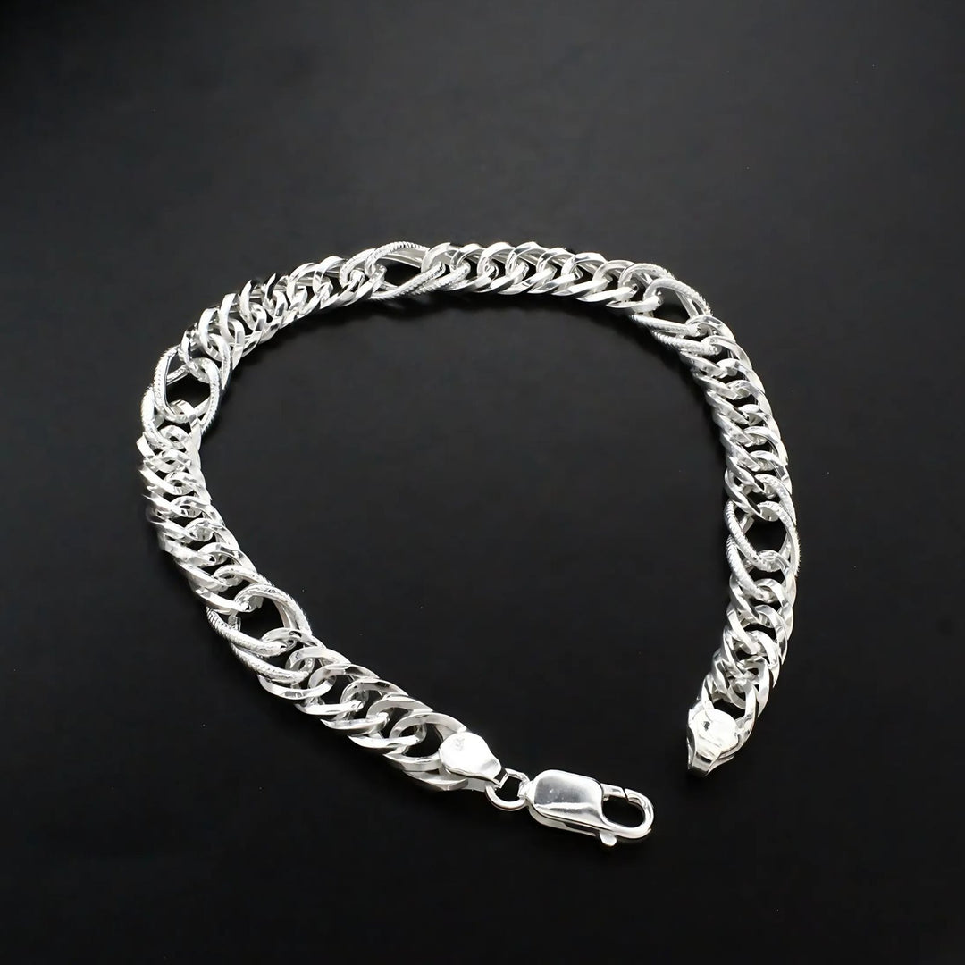 925 Sterling Silver Cuban Link Men's Chain Bracelet 8"