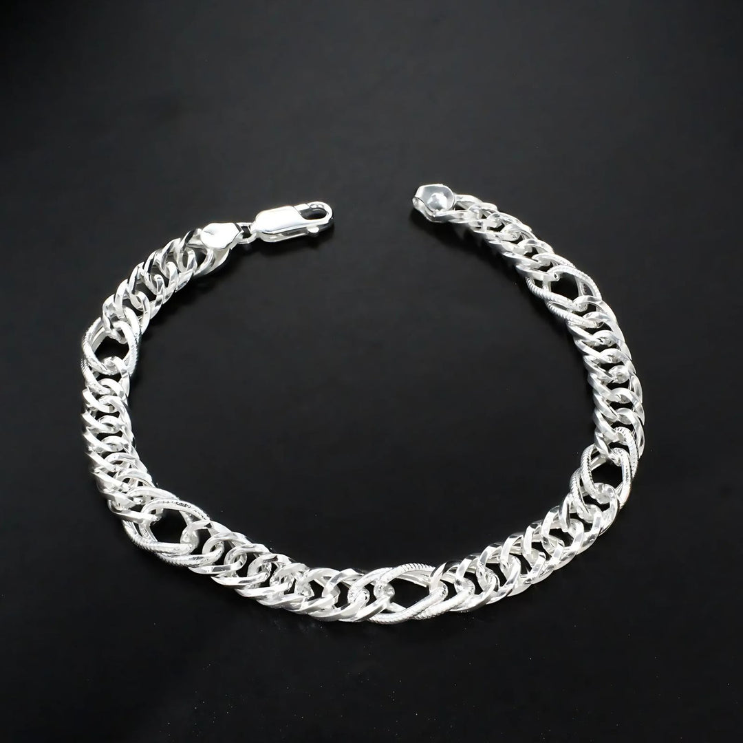 925 Sterling Silver Cuban Link Men's Chain Bracelet 8"