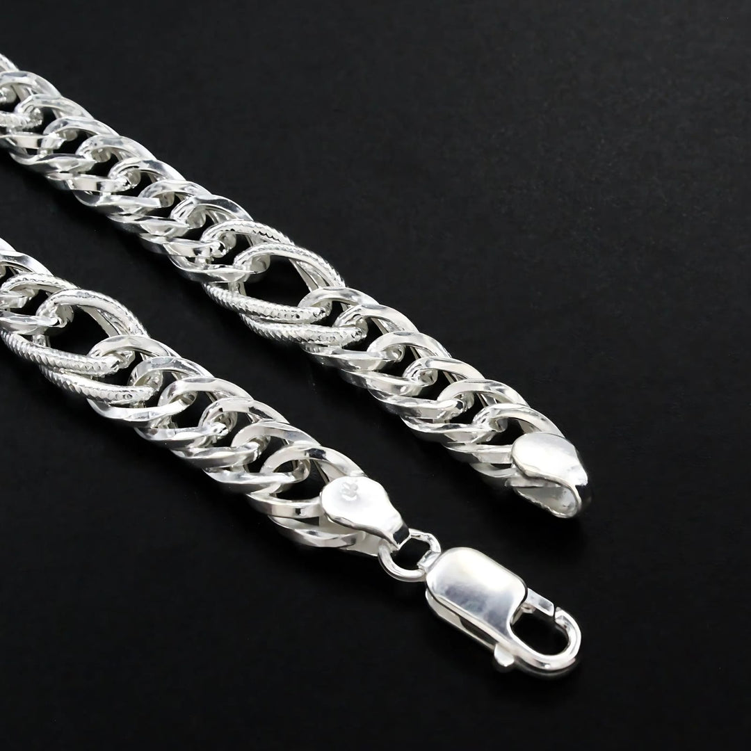 925 Sterling Silver Cuban Link Men's Chain Bracelet 8"