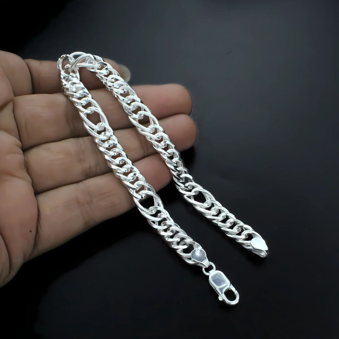 925 Sterling Silver Cuban Link Men's Chain Bracelet 8"