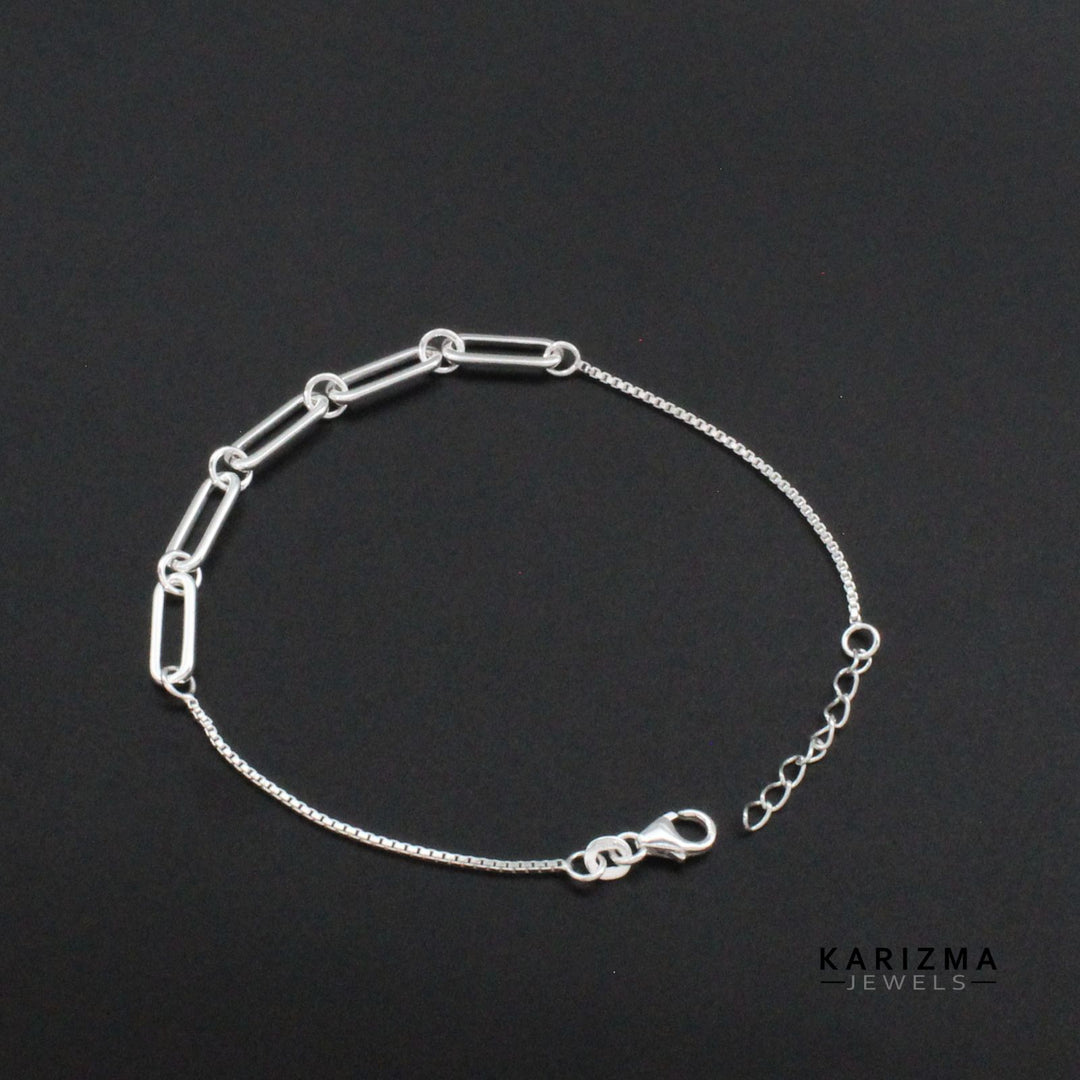 Indian 925 Real Silver Paperclip Chain Excellent gifting Bracelet for Girls