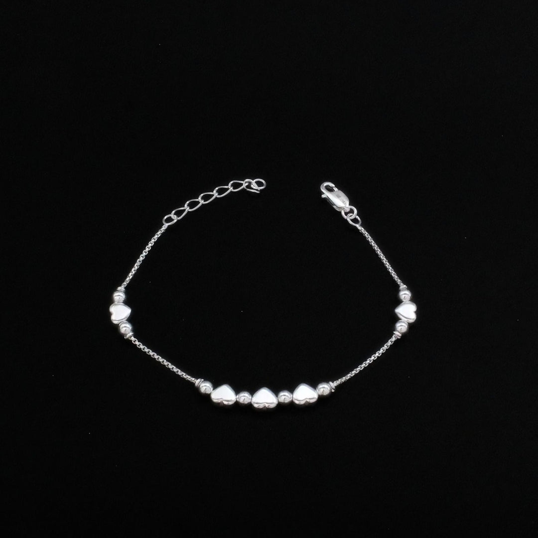 925 Sterling Silver Indian Designer Heart Tennis Bracelet for Girls