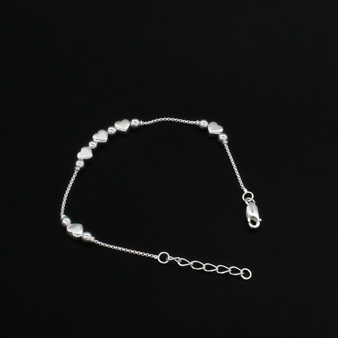 925 Sterling Silver Indian Designer Heart Tennis Bracelet for Girls