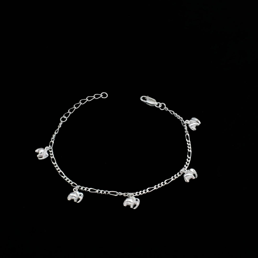 Indian 925 Sterling Silver Excellent gifting five elephant Bracelet for Girls