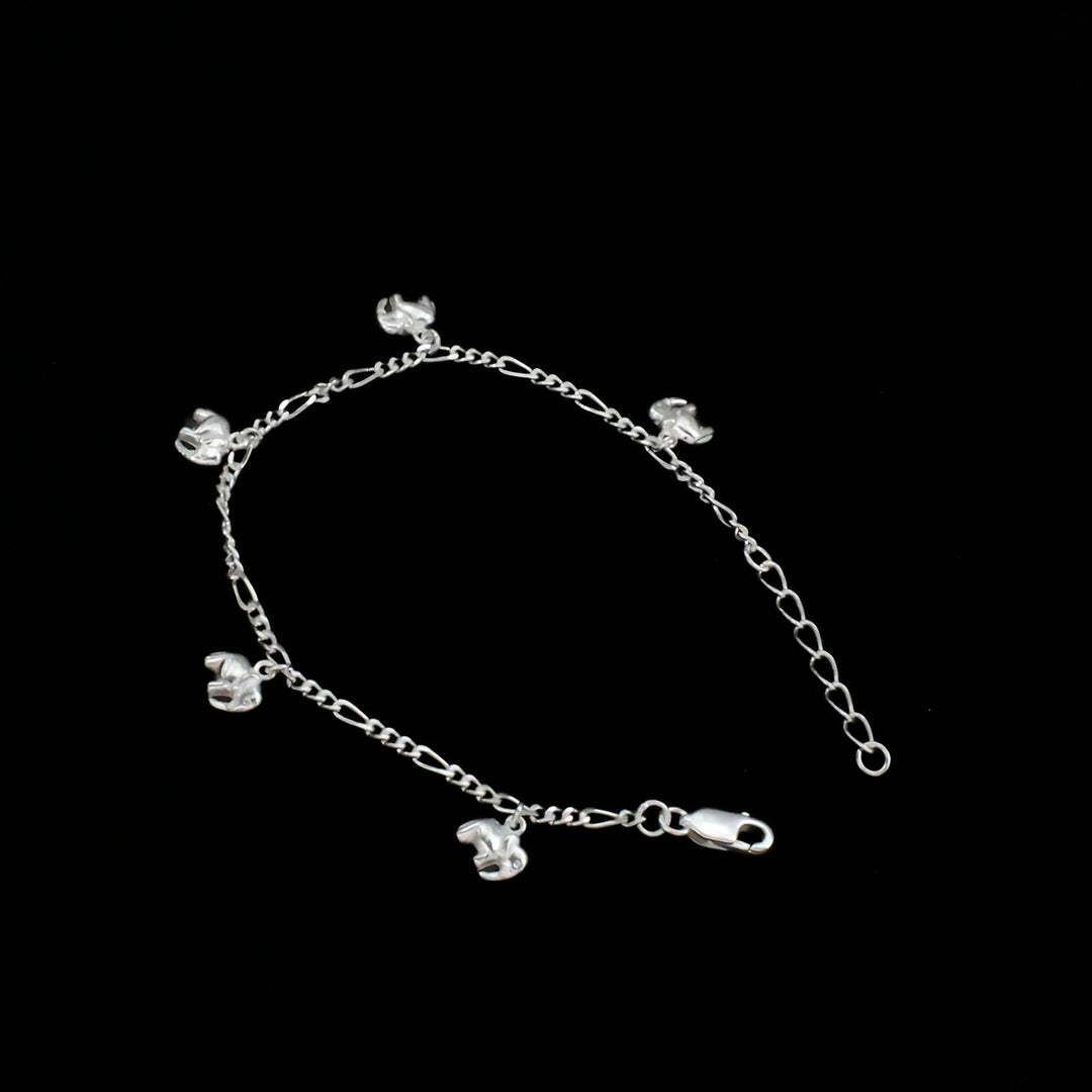 Indian 925 Sterling Silver Excellent gifting five elephant Bracelet for Girls