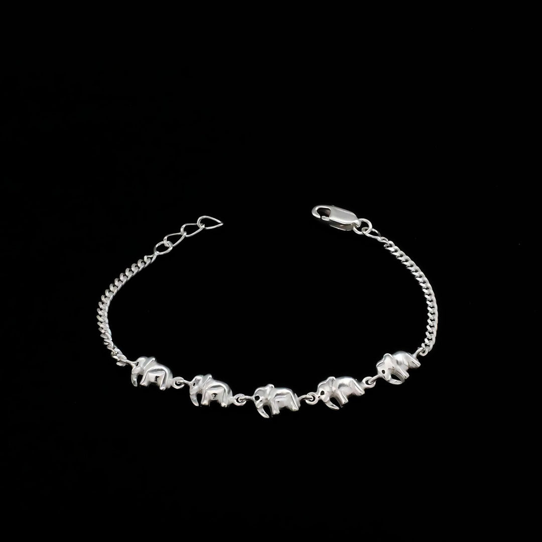 925 Sterling Silver Elephant Charms kids Bracelet Good Luck Gift