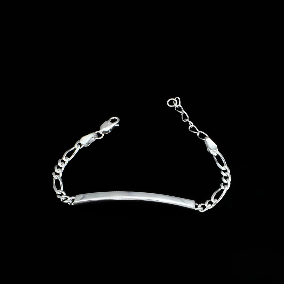 925 Sterling Silver Identity Bracelet with Classic Figaro Chain Elegant handmade kids Bracelet