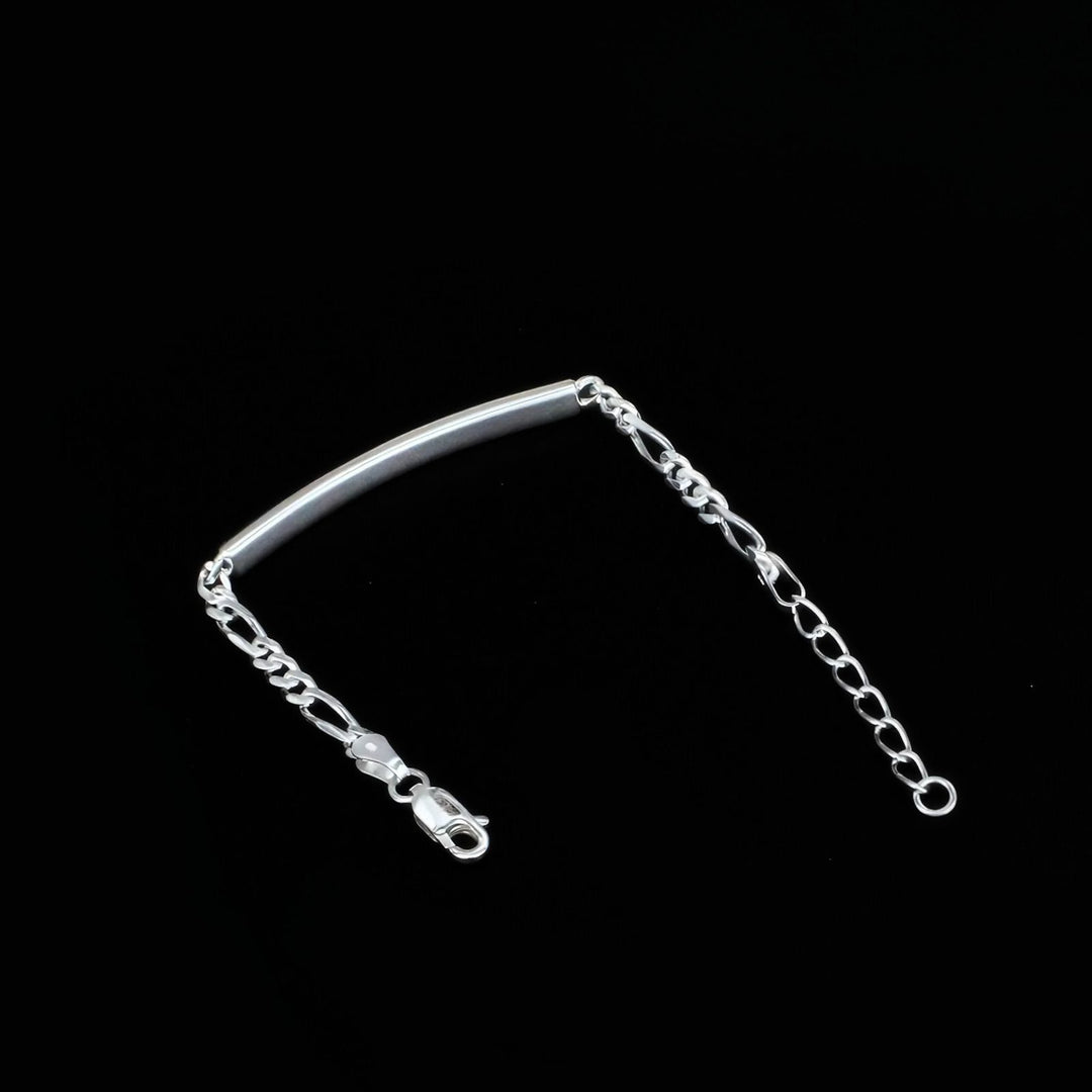 925 Sterling Silver Identity Bracelet with Classic Figaro Chain Elegant handmade kids Bracelet