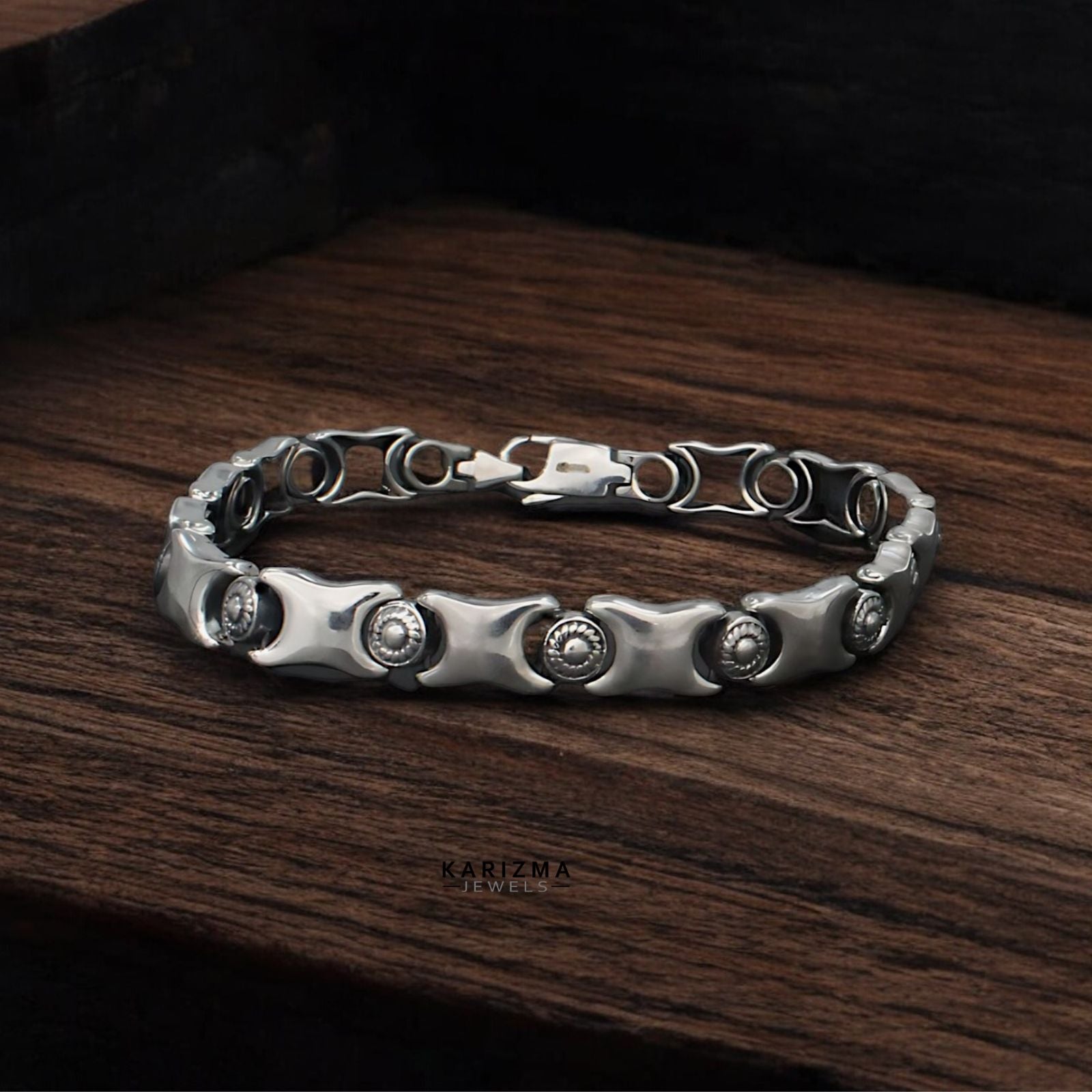 925 Sterling Silver handmade Men s Oxidized Bracelet Man Jewelry 8.3 Karizma Jewels