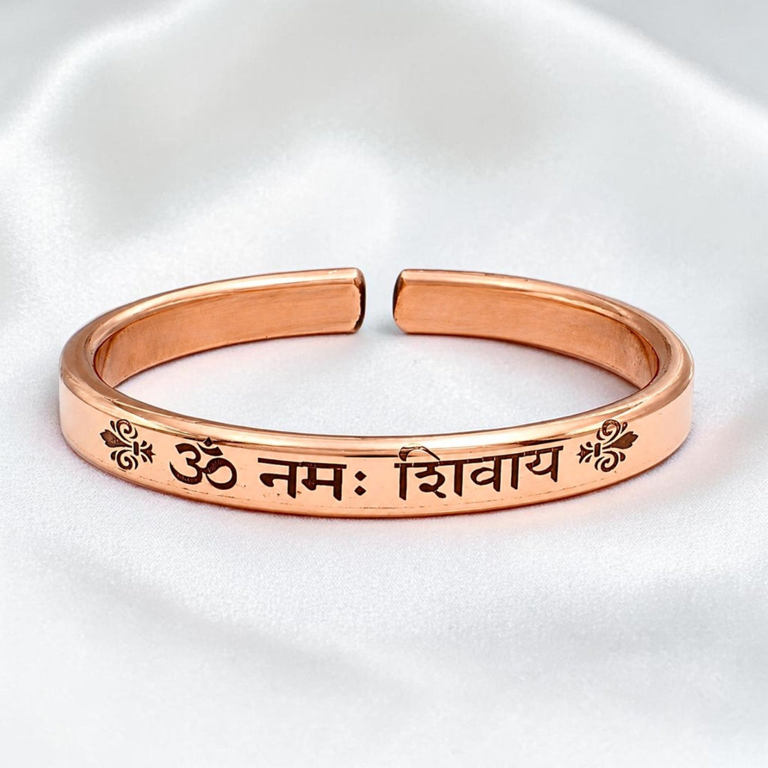Adjustable Mantra Engraved Pure Copper Cuff  Kada Bracelet - Select Your Mantra