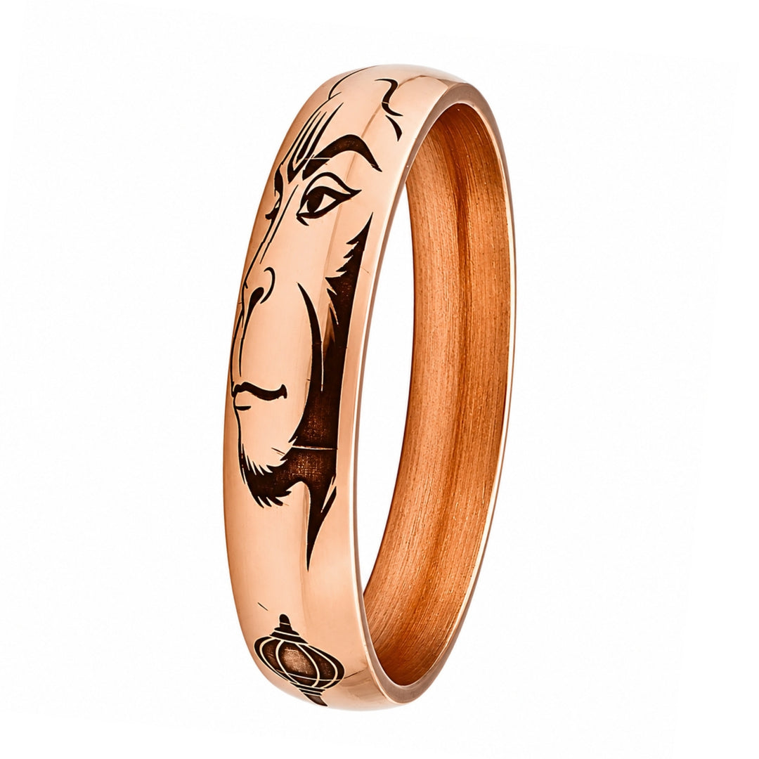 Copper Kada Bracelet Jai Shri Ram, Hanuman Face & Gada Deep Engraved