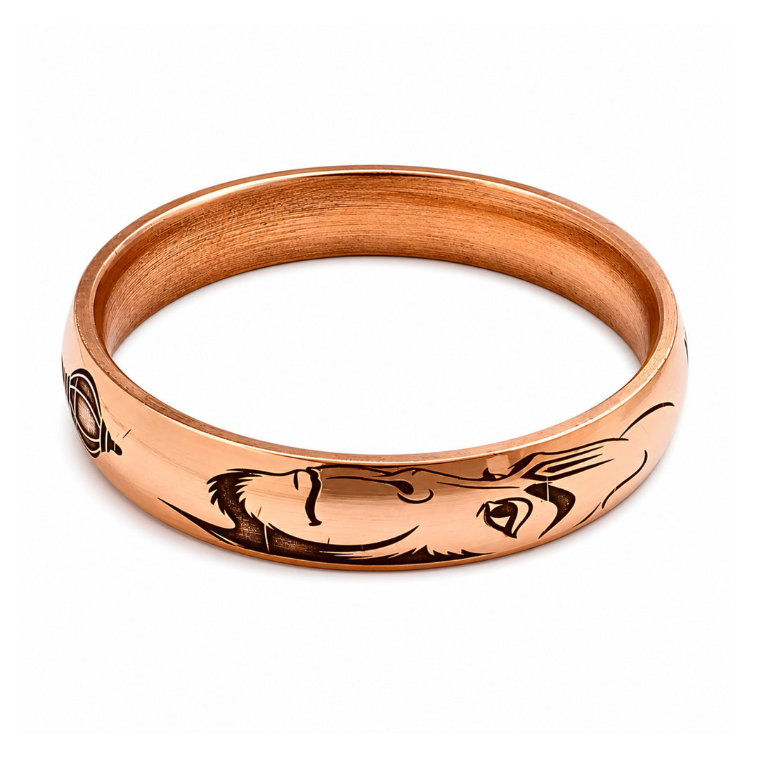 Copper Kada Bracelet Jai Shri Ram, Hanuman Face & Gada Deep Engraved
