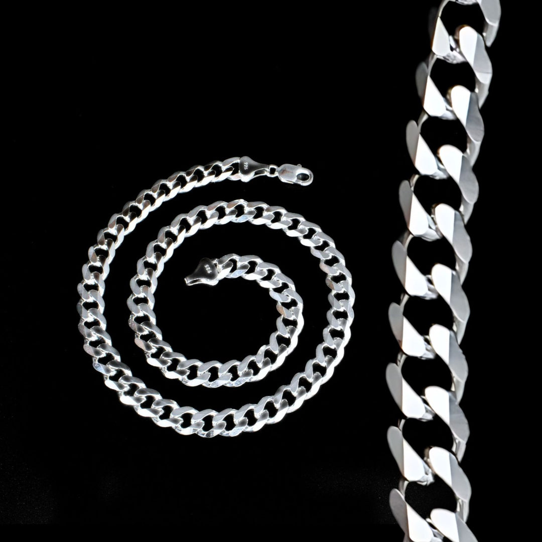 Real 925 Silver Stylish Cuban link Men's Neck Chain 20"