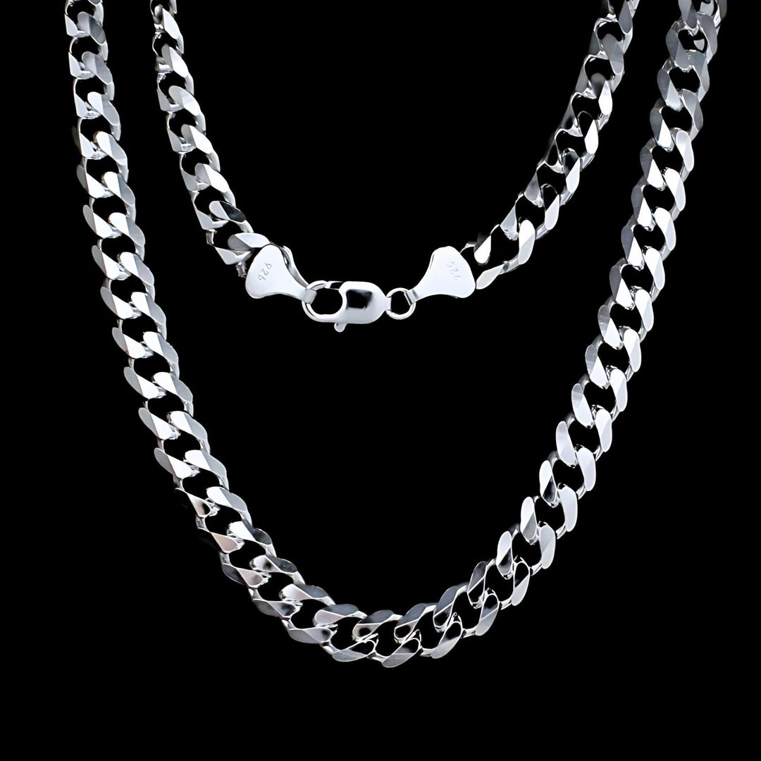 Real 925 Silver Stylish Cuban link Men's Neck Chain 20"