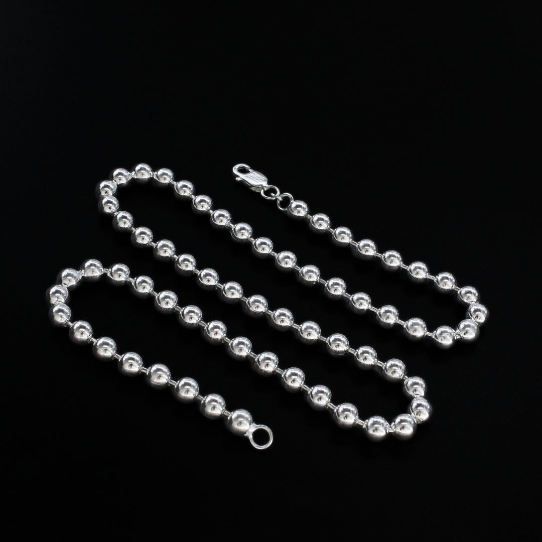 925 Real Sterling Silver 6mm Ball Bead Neck Chain 20"