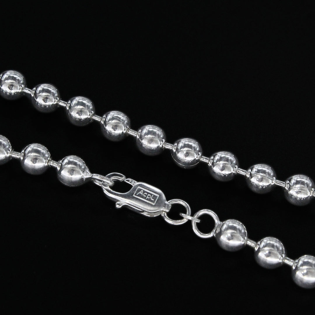 925 Real Sterling Silver 6mm Ball Bead Neck Chain 20"
